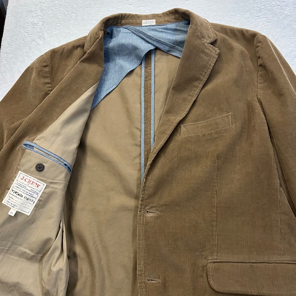 J.Crew Vintage Cord Sport Coat Blazer Sz XL Brown Corduroy Cotton Jacket Unlined
